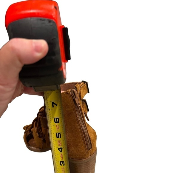 Jeffrey Campbell Western Revival Fringe Dodge Suede Stacked Heel Sandals Size 8 - Picture 13 of 15